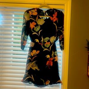 Backless rich navy dress adjustable back, back and bottom ruffles, fully lined